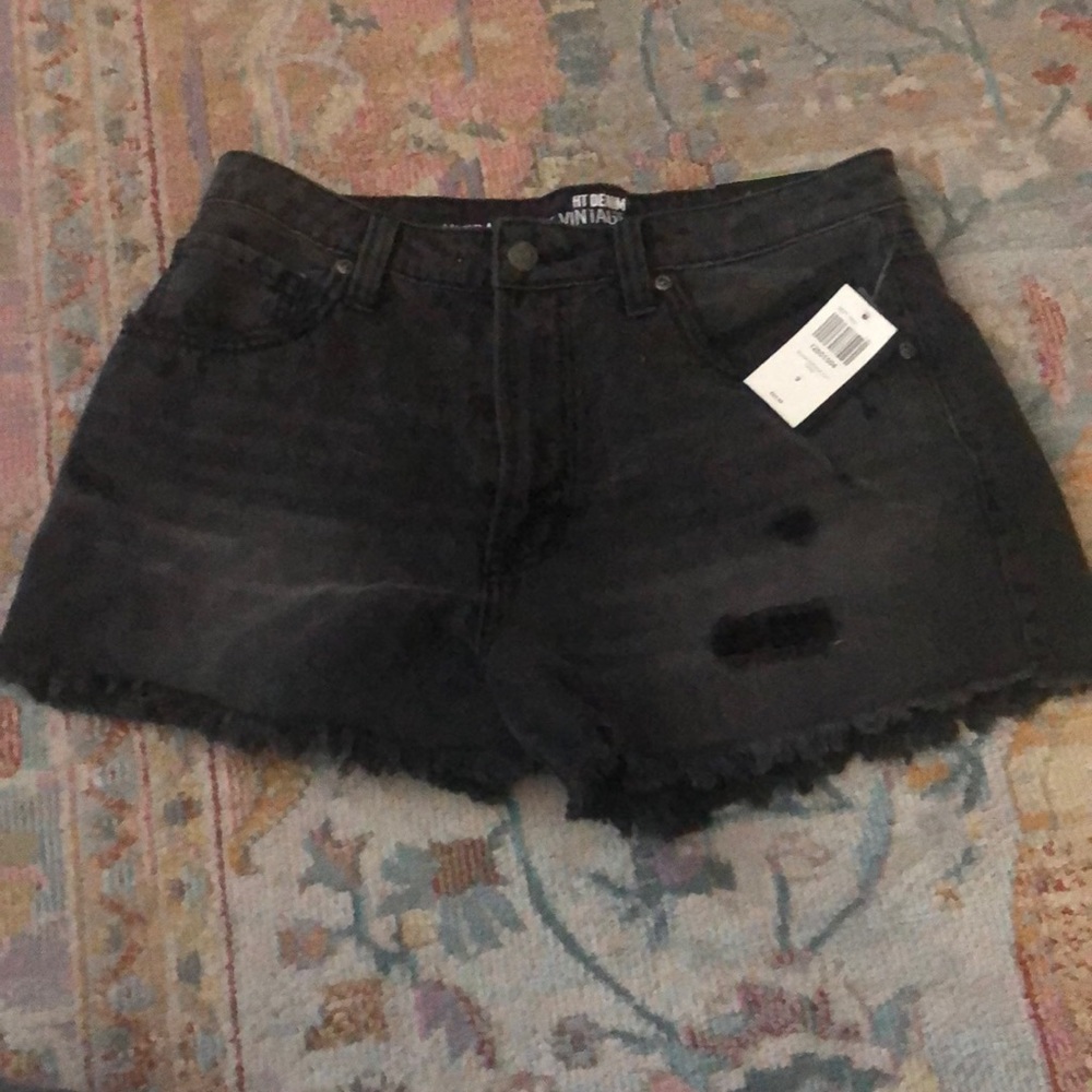 Black Faded Jean Shorts
